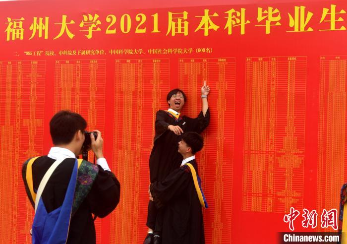 图为毕业生合影留念。　吕明 摄